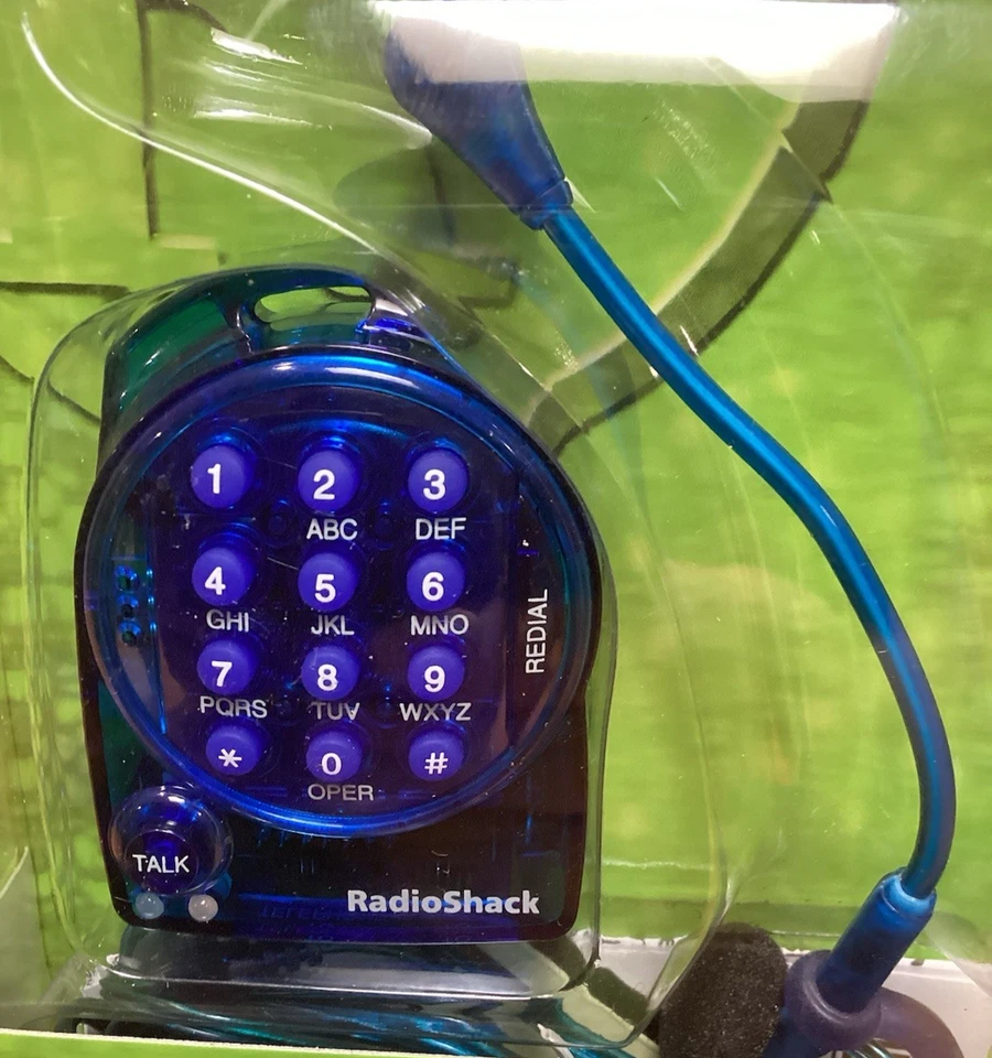 VINTAGE RadioShack Mini Headset Telephone [Translucent Blue] 2002 - NEW IN BOX - Image 3 of 4