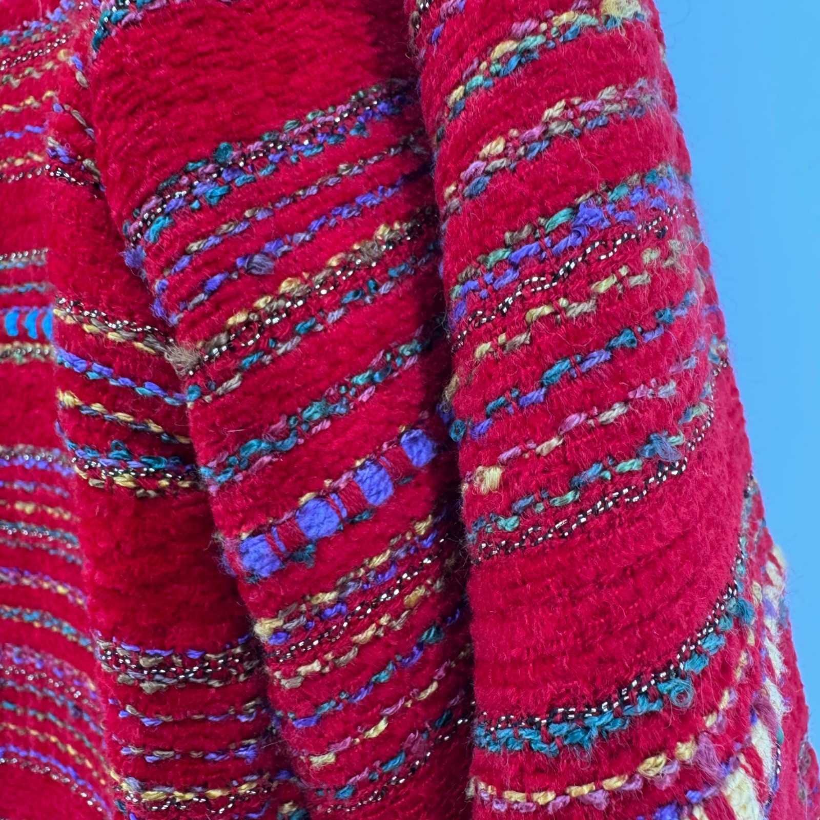 Coldwater Creek Red Striped Patchwork Jacket Smal… - image 5