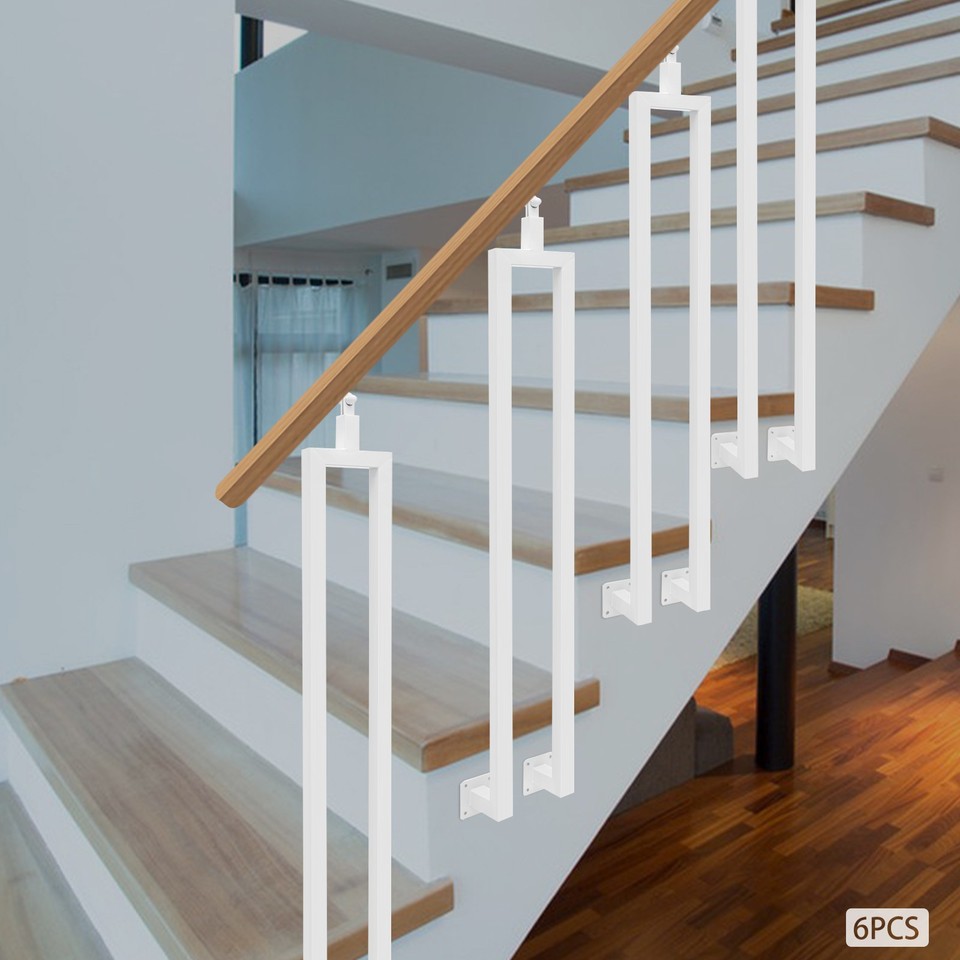 6Pcs White U-shaped Stair Railing Posts Adjustable Stair Railing Posts ...