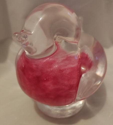 Vintage Vogel aus mundgeblasenem Glas im Murano Stil mit rosa Mitte - Bild 3 von 20