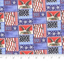 Eagle, Stars  Stripes 100 Cotton Fabric by the 1/4 yard