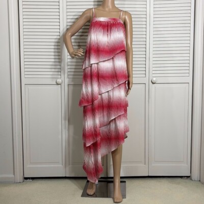 NWT St. Roche Phoebe Organic Cotton Asymmetrical Dress in Crimson Red/  White XS | eBay