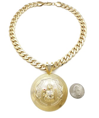NEW LARGE SANTA BARBARA PENDANT WITH 11mm 20'' CUBAN CHAIN