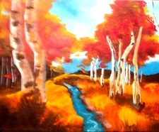 Landscape Southwest 11x14 Aspen  acrylic painting on stretched canvas