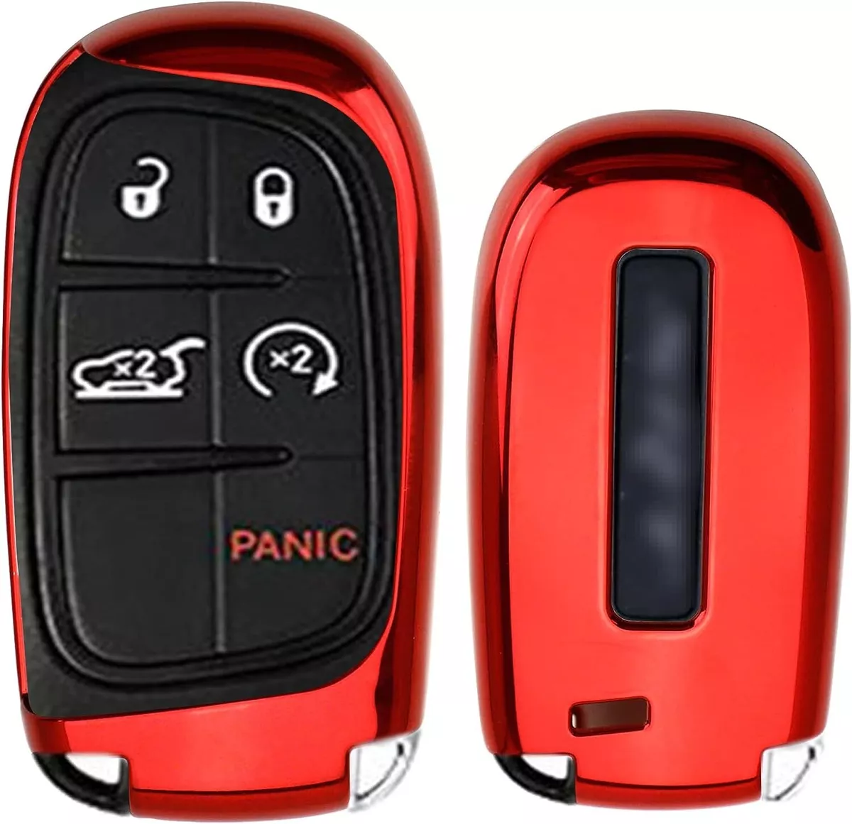Chrome Red TPU Key Fob Case For Dodge Charger Challenger Jeep