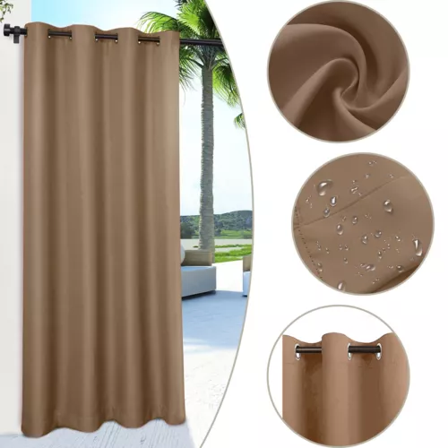 1/2 Stück Wasserdicht Outdoor Terrasse Vorhänge 52" Breit Sichtschutz Verdunkelung Pergola Schatten - Bild 23 von 124