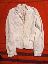 Vince Ivory Linen Single Button Long Sleeve Jacket Blazer Size 4 Women Off White