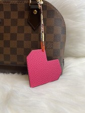 leather Pink Heart bag charm Keychain Car Key Fob handmade gift new