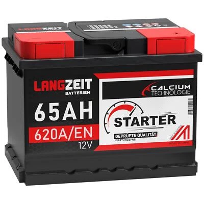 LANGZEIT BATTERIEN LANGZEIT Autobatterie 12V 65Ah Batterie statt 54Ah 55Ah 56Ah 60Ah 61Ah 62Ah 64Ah