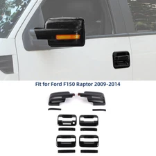 🌟6PCS Black 4 Door Handle + Full Mirror Trim Covers for Ford 2009-2014 F-150 US