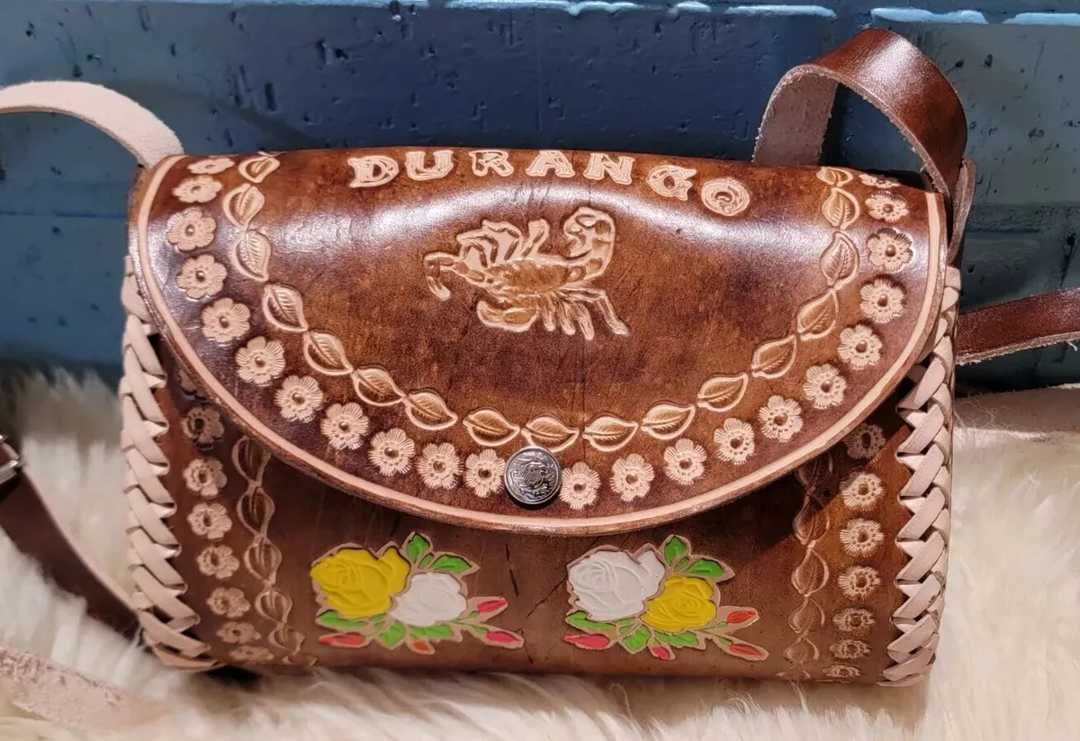 Leather flower top purse straps