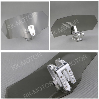 Smoked Motorcycle Clip On Windshield Adjustable Extension Spoiler Wind Deflector