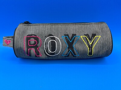 ROXY Brush and Pencil Cosmetic Bag Pouch Gray Colored Letters with Zipper