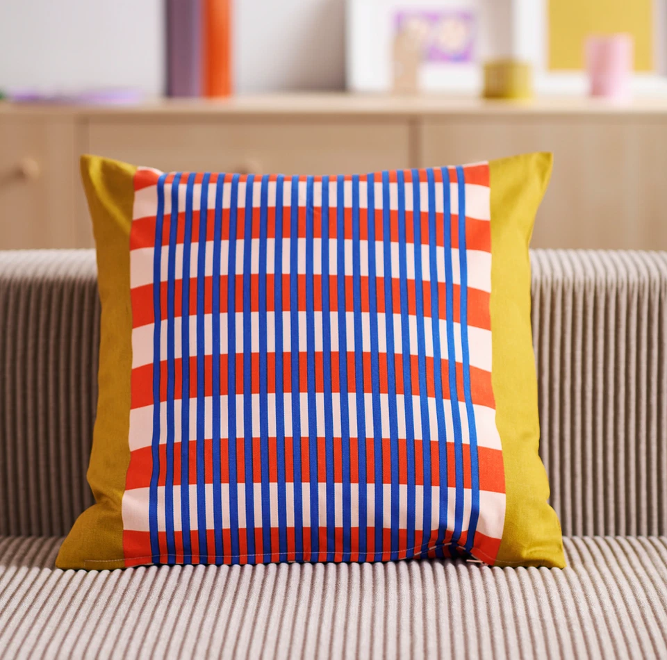 IKEA TESAMMANS Kissenbezug, mehrfarbig, gestreift 50x50 cm, 20"x20" - Bild 4 von 4