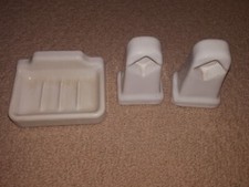 Vintage Porcelain Soap Dish and Towel Bar Holders wall mount