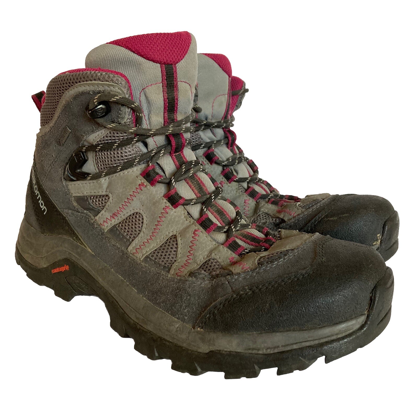 Stivali da trekking Salomon LTR GTX Goretex impermeabili in pelle da donna 7 5 grigio rosa