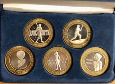 Rare Babe Ruth & Marilyn Monroe Sam's Town Gaming Tokens .999 Fine Silver Lot /5