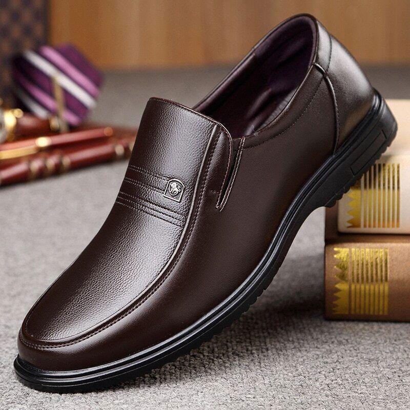 Men's Business Casual Loafers - Soft Leather Slip-On Flat Shoes-image