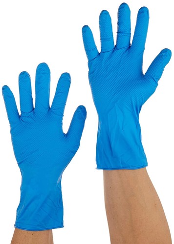 Heavy Duty Nitrile Gloves 8-9Mil Diamond Textured, Blue/Orange- S, M, L, XL, XXL - Picture 5 of 19
