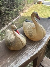 Antique Celluloid Toy Swans Viscoloid Co. Blow Mold Lot Of 2