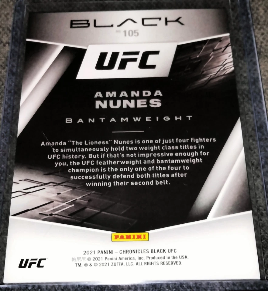 2021 Panini Chronicles UFC Black Amanda Nunes Red 87/88 Asia T Mall Exclusive - Image 2 of 2