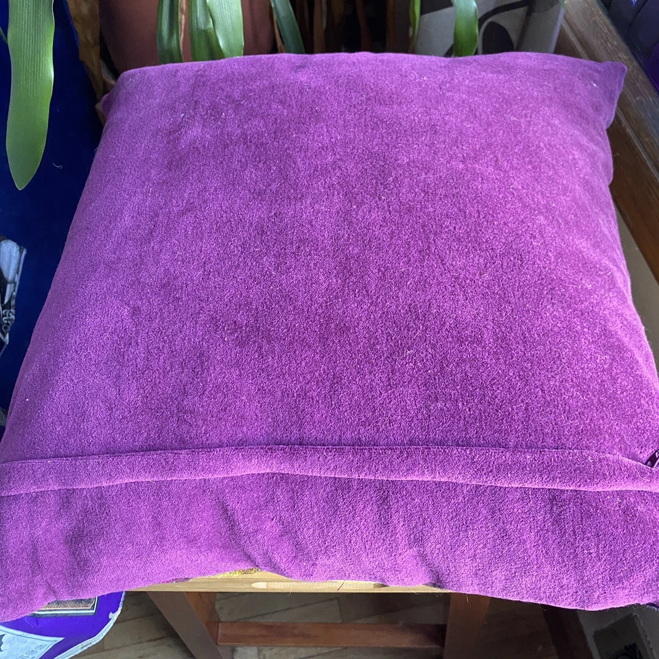 FUNDA DE COJÍN JOHN LEWIS Bordada Púrpura Pensamiento Pluma Inserto Terciopelo Raro Foto 4 de 4