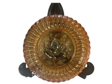 Jeanette Marigold Iridescent Depression Carnival Glass Trinket Dish Lid For Cand