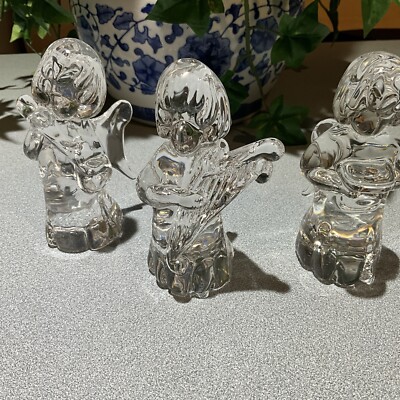 Marcolin Art Crystal マルコリン・アート・クリスタル 天使 Vintage SET OF 3 Signed Marcolin Sweden Art Glass Sculpture 5