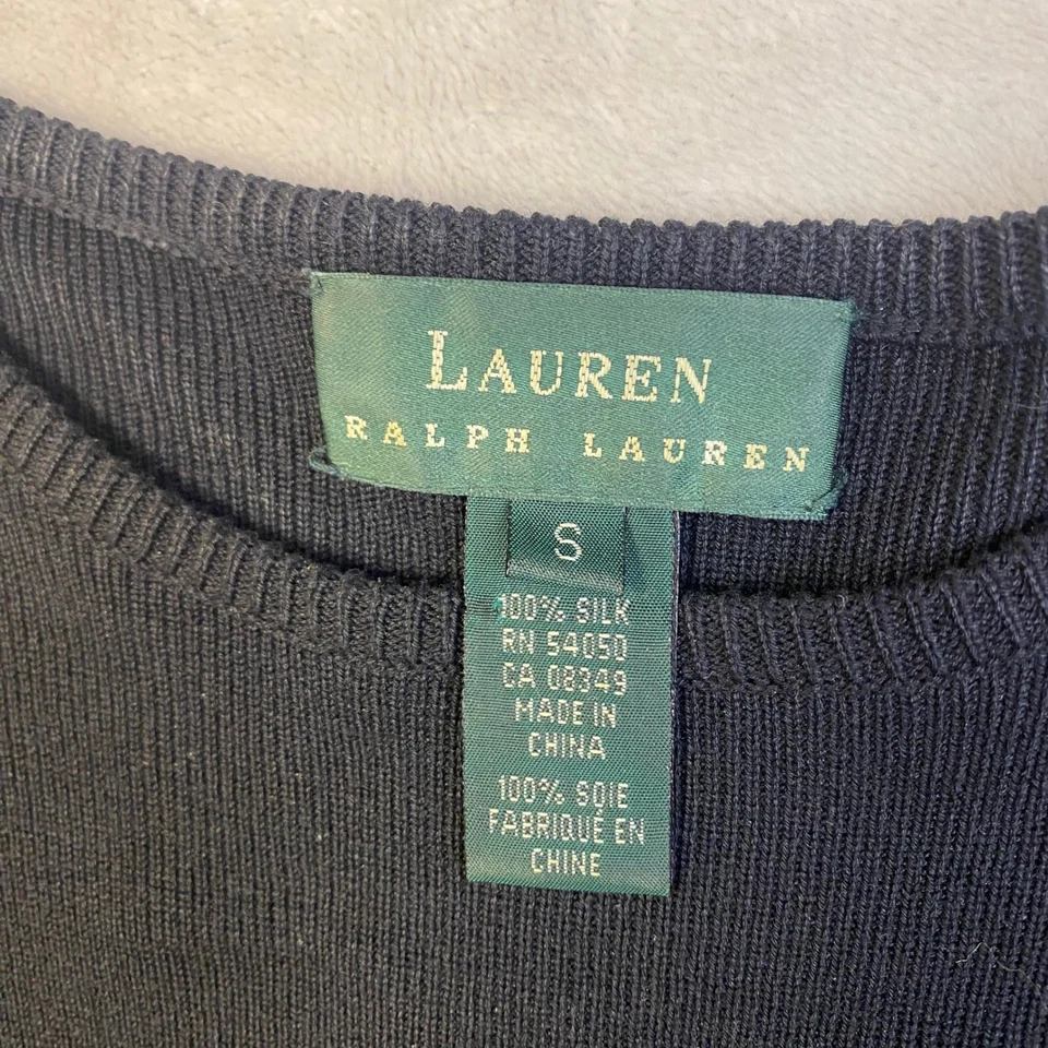 Top tejido de seda Lauren Ralph Lauren - Camisa manga larga para mujer, talla S Foto 3 de 4