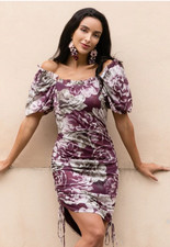Joyfolie Mia Joy Alyssa Dress Plum Floral Womens XS NEW