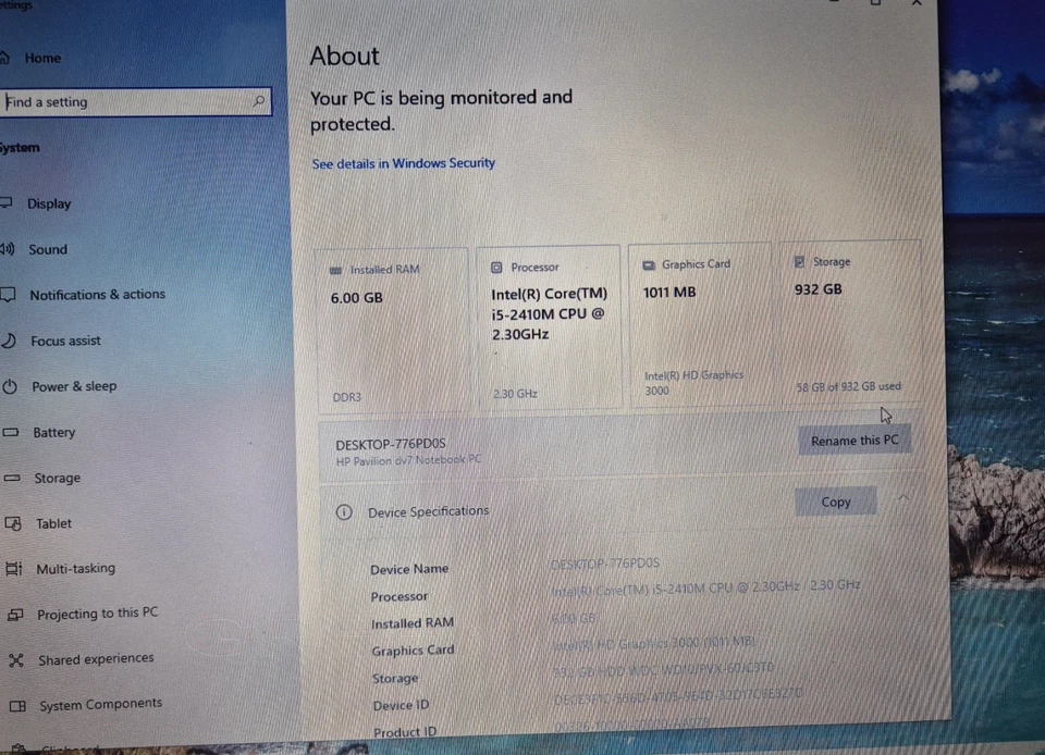HP Pavilion Dv7 6GB Memory 1TB Sata Hard Drive 17.3" Laptop - Image 3 of 4