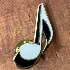 Music Note Pin Enamel Gold Tone Lapel Brooch Made in USA
