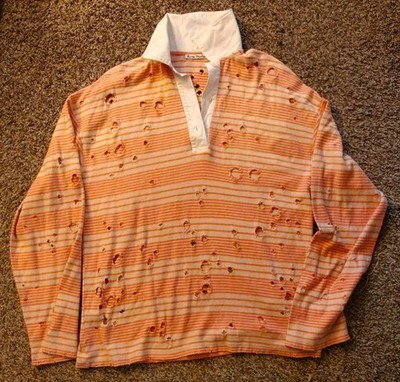 Acne Studios LS Polo - Striped Beige x Red OS Medium - Made in Portugal 