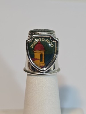 Puerto Rico Travel Souvenir Thimble Silver Color Metal