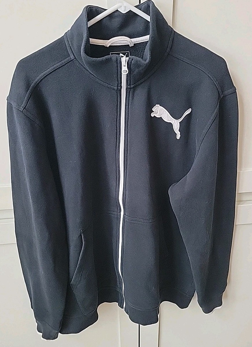 PUMA ジップアップジャケット サイズ0 黒/白 Puma Track Jacket Men's Black White Full Zip Up Sweatshirt