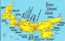 Vintage Postcard: Prince Edward Island PEI Illustrated Map Camping Areas