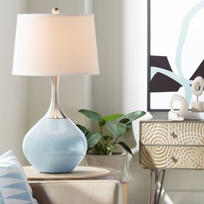Color Plus Spencer 31'' Modern Glass Take Five Blue Table Lamp