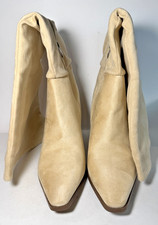 ZBY Pointed Toe Knee High Faux Suede Chunky Boot with Zipper Tan Women's 11 NEW