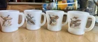 Complete,Set Of 4,VTG,Anchor-Hocking,Fire-King,milk glass,1959-62 “Game Bird”