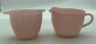 Vintage Fire King Swirl Pink Milk Glass Creamer and Open Sugar 1950's