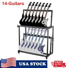 2-Tier Multi Guitar Stand 14 Holder Height Adjustable Guitars Display Rack
