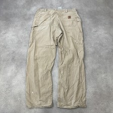 Carhartt Carpenter Trousers Mens 38" Distressed Workwear Pants, Beige