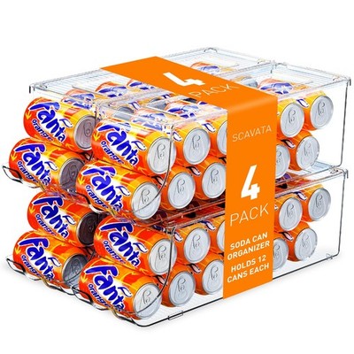4 Pack Soda Can Organizer for Refrigerator, Stackable Canned Food Pop Cans Conta