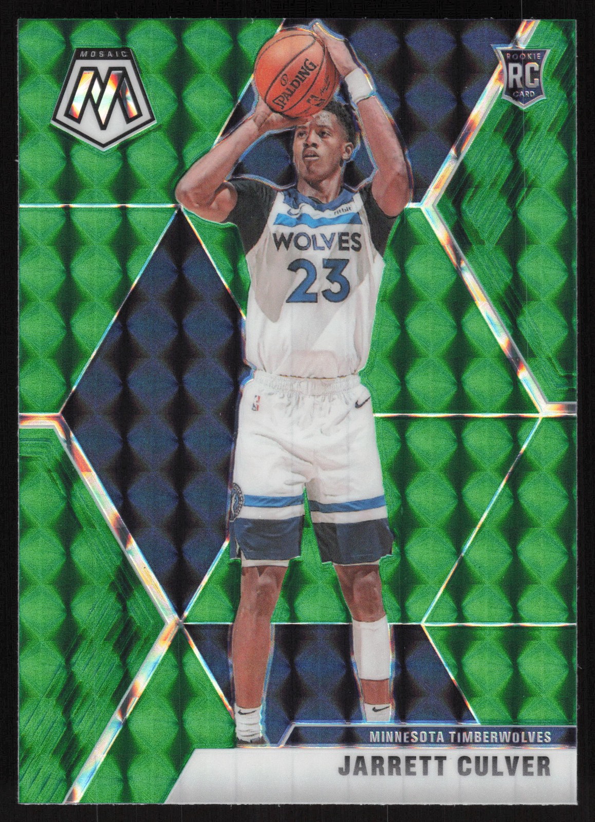 2019-20 Panini Mosaic Green Prizm #201 Jarrett Culver Timberwolves Rookie