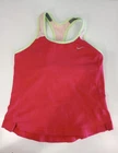 Nike Racerback Tank Top Women's Size L Red Green Trim Logo Dri-Fit built in Bra