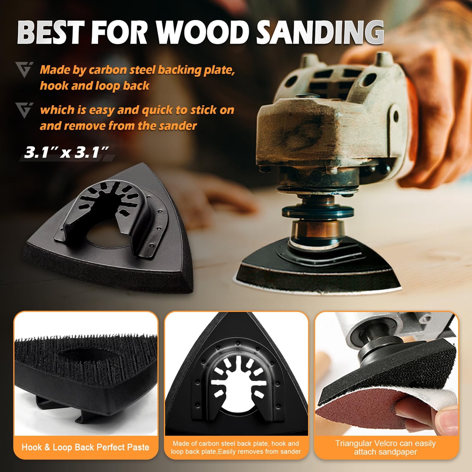 104Pcs Oscillating Tool Detail Sanding Pads Kit 2Pcs Triangle Sanding Pads an...