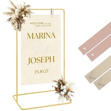 Adjustable Wedding Welcome Sign Stand 50/68in Metal Sign Holder w/ Faux Leather