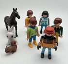 Lot of Five Vintage 1992 Playmobil Toy Figures and Three Animal Figurines