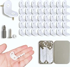 40 Pcs Small White L Brackets 0.79" Right Angle Corner Braces + Screws