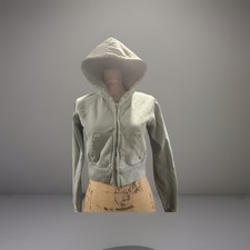 John Galt Brandy Melville Sage Green Cropped Full Zip Sweatshirt Hoodie One Size